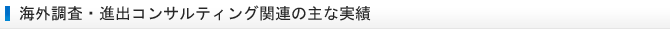海外調査・進出コンサルティング関連の主な実績