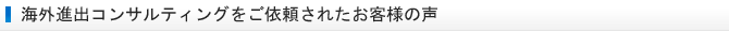 海外進出コンサルティングをご依頼されたお客様の声